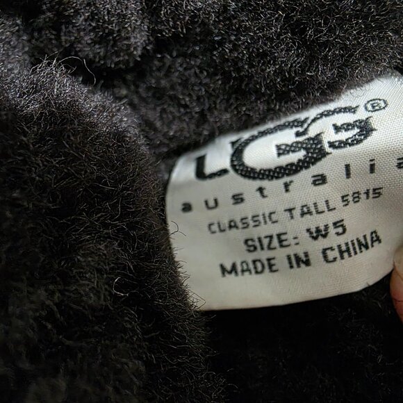 UGG Brown Genuine Leather Boot Genuine Sheepskin Lining Classic Tall 5815 Sz W5 - Picture 10 of 11